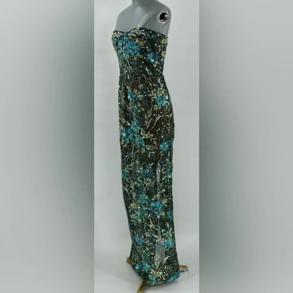🆕 BRONX & BANCO 🧿 NWOT Dahlia Maxi Dress, Teal Floral Multi - Sz L US 8